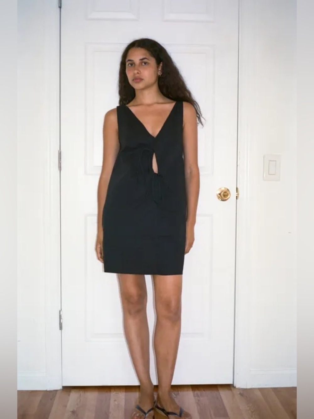 DEIJI STUDIOS 
Open Tie Mini Dress - Black